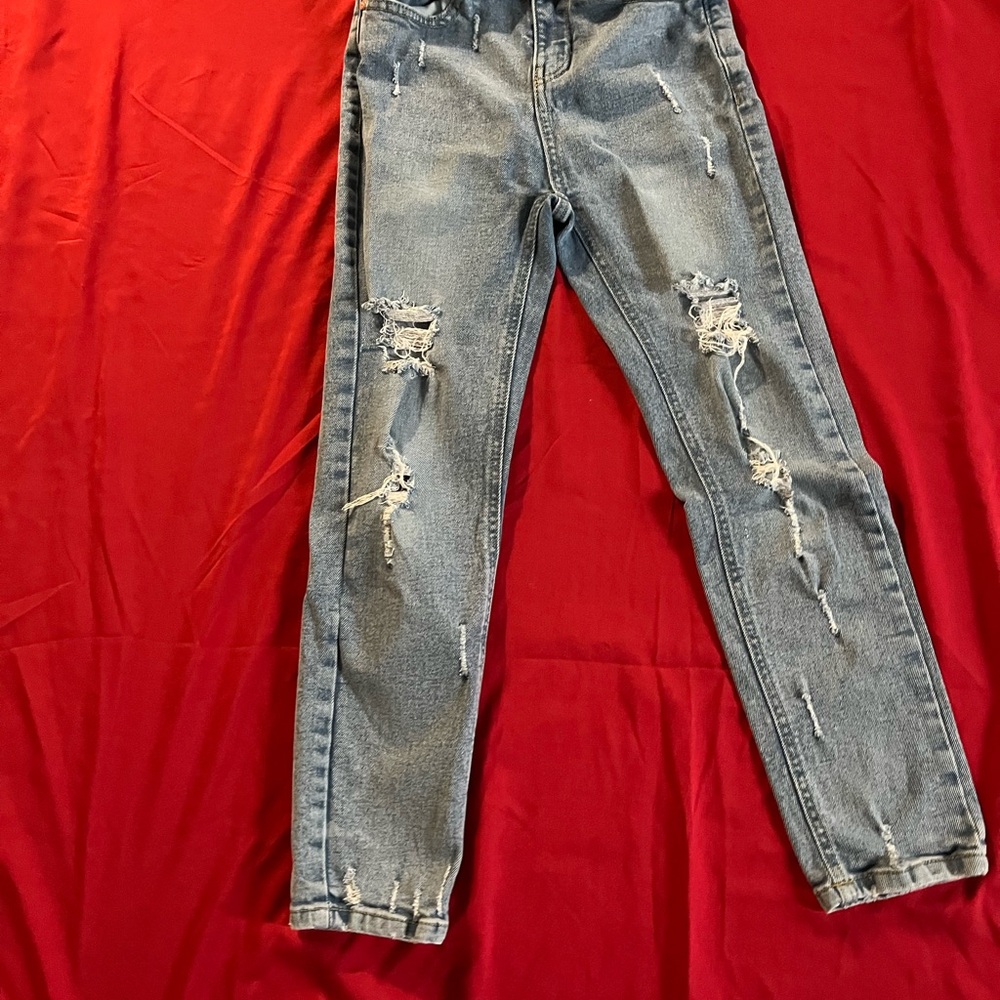 Indigo Rein Light Blue Distressed Jeans Adjustable waist
